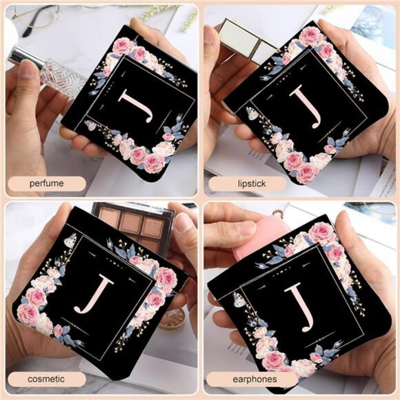 Small leather coin purse pouch mini change wallet cosmetic bag with initial J - Picture 5 of 8